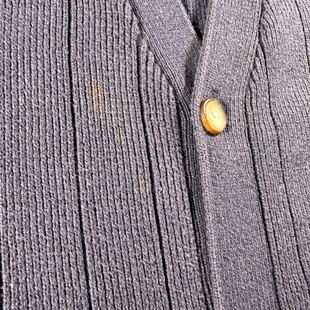 Vintage Eddie Bauer Sweater Vest Mens Large Navy Cardigan Cable Knit Fisherman - Picture 7 of 10